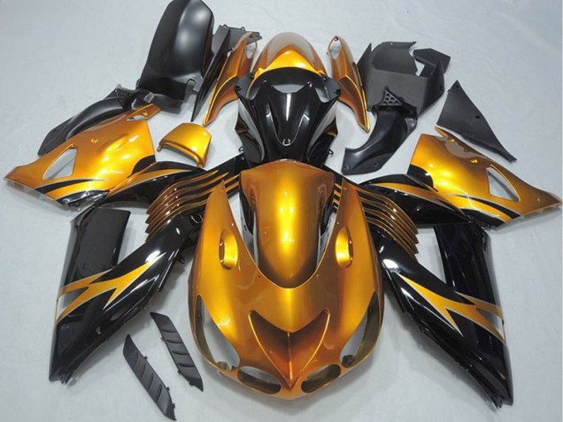 2006-2011 Kawasaki ZX14R ZZR1400 Motorcycle Fairing - Gold Glossy Black Australia