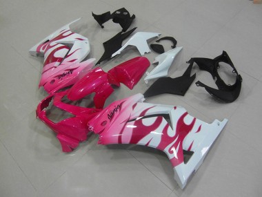 Affordable 2008-2012 Kawasaki ZX250R Motorcycle Fairings - White Pink Flame Australia