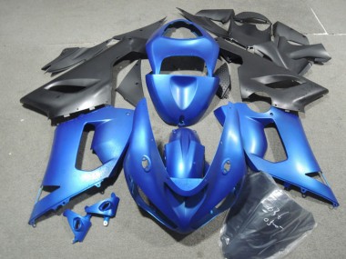 Affordable 2005-2006 Kawasaki ZX6R Motorcycle Fairing Kits - Blue Matte Black Australia