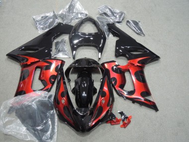 Affordable 2005-2006 Kawasaki ZX6R Motorcycle Fairings - Glossy Black Red Australia