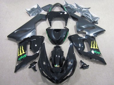 Affordable 2005-2006 Kawasaki ZX6R Motorcycle Fairing - Glossy Black Yellow Monster Australia