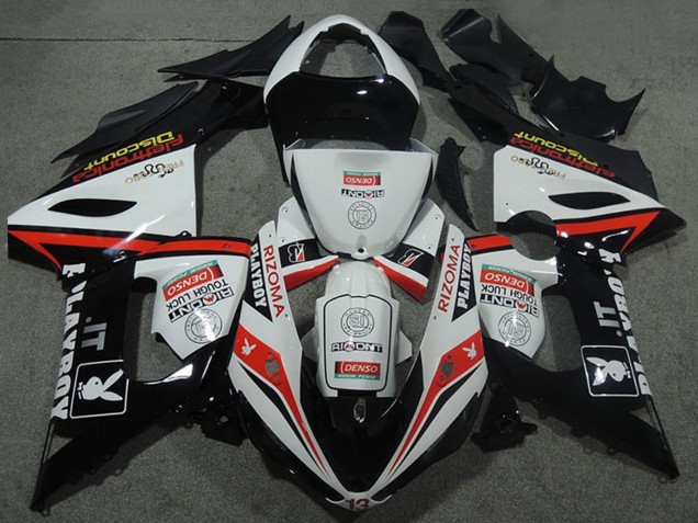 2005-2006 Kawasaki ZX6R Motorcycle Fairings - White Black Red Rizoma Playboy Australia