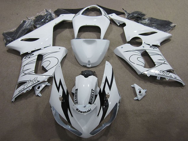 2005-2006 Kawasaki ZX6R Motorcycle Fairing Kits - White Black Australia