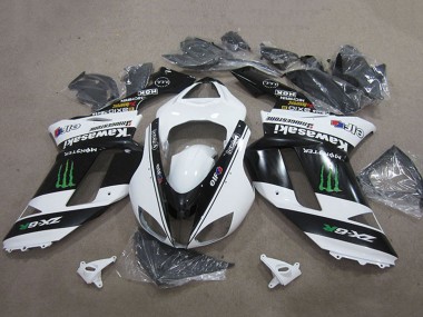 Affordable 2007-2008 Kawasaki ZX6R Motorcycle Fairings - Black White Monster Australia
