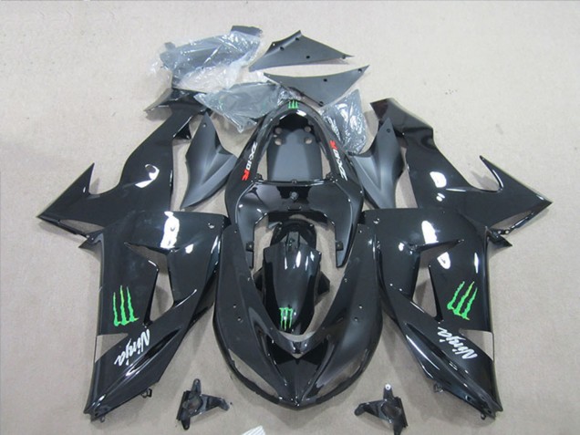 2007-2008 Kawasaki ZX6R Motorcycle Fairings - Black Ninja Green Monster Australia