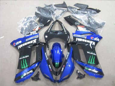 Affordable 2007-2008 Kawasaki ZX6R Motorcycle Fairings - Black Blue Green Monster Australia