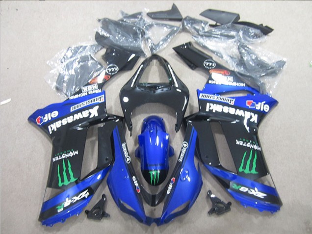 2007-2008 Kawasaki ZX6R Motorcycle Fairings - Black Blue Green Monster Australia