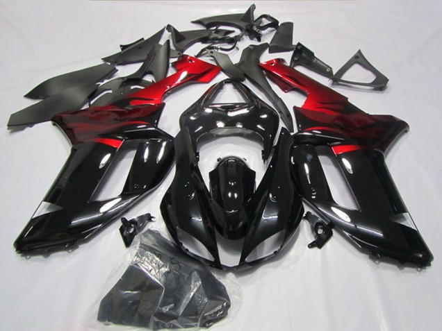 2007-2008 Kawasaki ZX6R Motorcycle Fairings - Black Red Australia