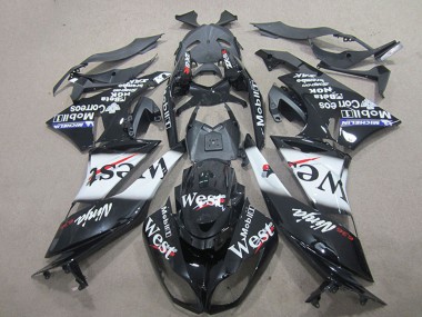 Affordable 2009-2012 Kawasaki ZX6R Motorcycle Fairings - Glossy Black White West Australia