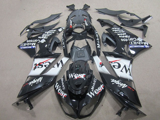 2009-2012 Kawasaki ZX6R Motorcycle Fairings - Glossy Black White West Australia