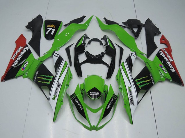 2013-2018 Kawasaki ZX6R Motorcycle Fairings - Green White Black Red Monster Australia