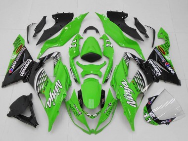 Affordable 2013-2018 Kawasaki ZX6R Motorcycle Fairings - Green White Silver Black Elf Touch4 Bridgestone 11 Australia