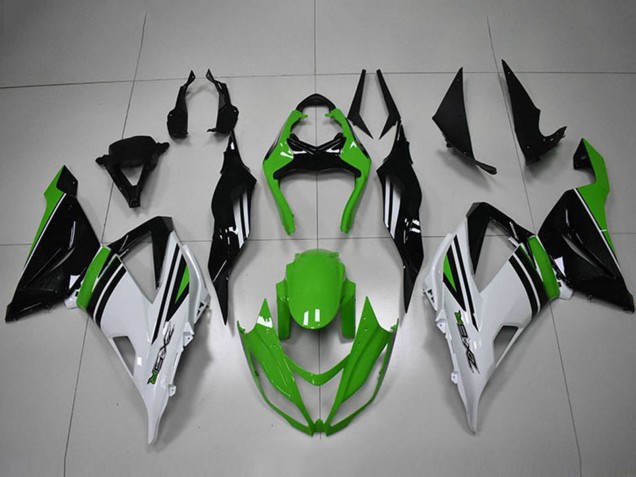 2013-2018 Kawasaki ZX6R Motorcycle Fairings - Green White Black Stripe Australia