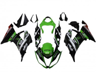 Affordable 2013-2018 Kawasaki ZX6R Motorcycle Fairings - Green Black White Elf Monster Australia