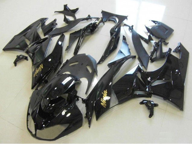 2013-2018 Kawasaki ZX6R Motorcycle Fairings - Glossy Black Gold Ninja Australia