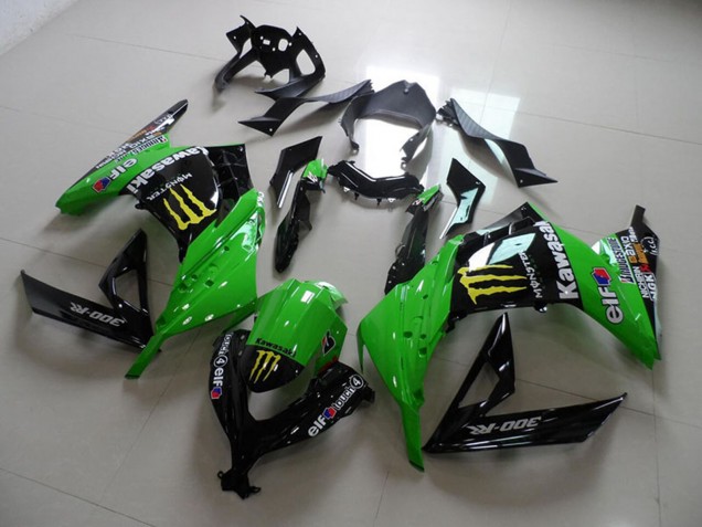 2013-2018 Kawasaki ZX300R Motorcycle Fairings - Green Glossy Black Yellow Elf Touch4 Monster Australia