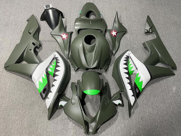 2007-2008 Honda CBR600RR Motorcycle Fairings - Army Green White Green Shark Australia