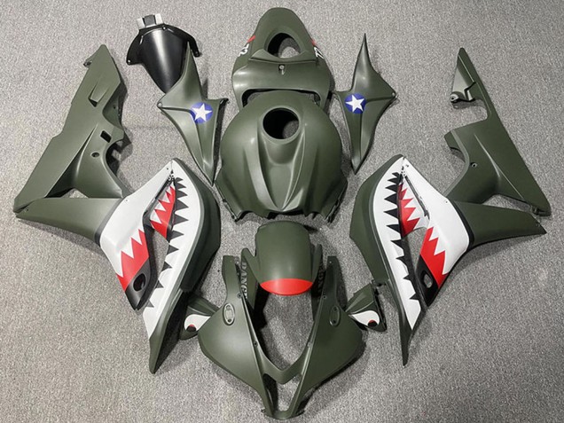 2007-2008 Honda CBR600RR Motorcycle Fairings - Army Green White Red Shark Australia