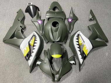 Affordable 2007-2008 Honda CBR600RR Motorcycle Fairings - Army Green White Yellow Shark Australia