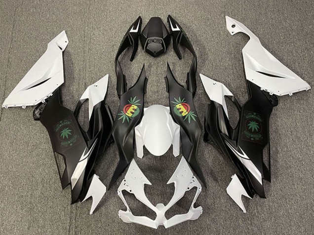 2019-2022 Kawasaki ZX6R Motorcycle Fairings - White Black Happy Face Australia