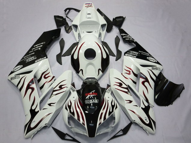 2004-2005 Honda CBR1000RR Motorcycle Fairings - White Glossy Black Red Flame Australia