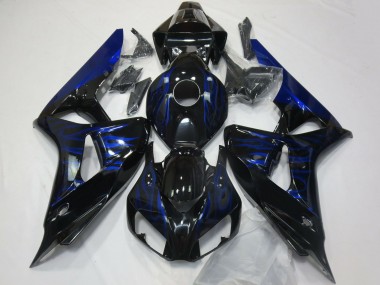 Affordable 2006-2007 Honda CBR1000RR Motorcycle Fairings - Glossy Black Blue Flame Australia