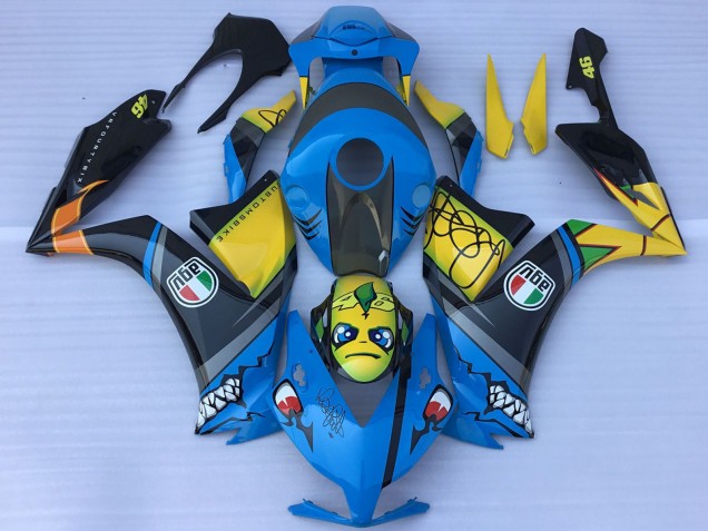 2012-2016 Honda CBR1000RR Motorcycle Fairings - Blue Yellow Glossy Black Shark Teeth Australia