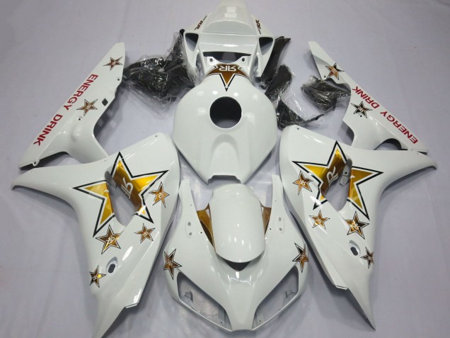 2006-2007 Honda CBR1000RR Motorcycle Fairings - White Gold Star Energy Drink Australia