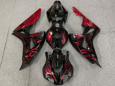 Affordable 2006-2007 Honda CBR1000RR Motorcycle Fairings - Glossy Black Red Flame Australia