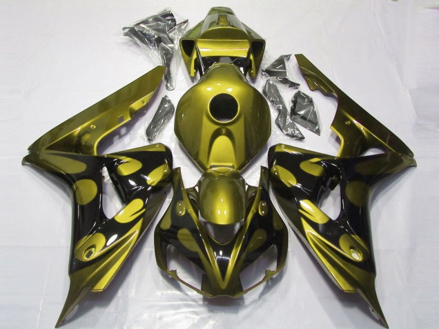 2006-2007 Honda CBR1000RR Motorcycle Fairings - Glossy Yellow Glossy Black Flame Australia