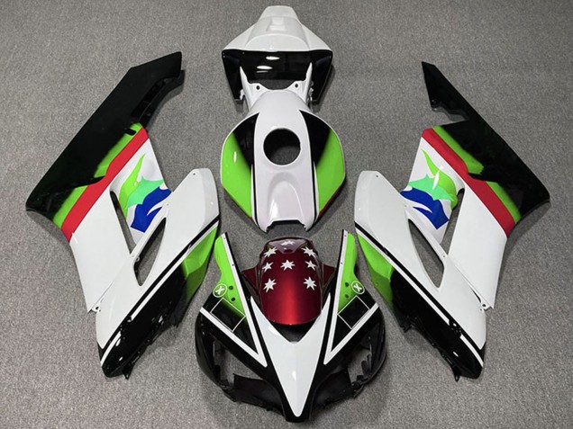 2004-2005 Honda CBR1000RR Motorcycle Fairings - White Green Red Glossy Black Star Australia
