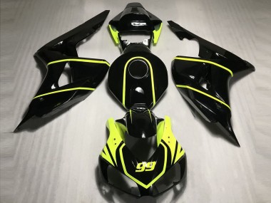 Affordable 2006-2007 Honda CBR1000RR Motorcycle Fairings - Glossy Black High Viz Yellow 99 Australia