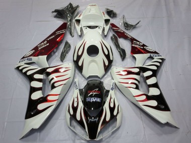 Affordable 2006-2007 Honda CBR1000RR Motorcycle Fairings - White Red Glossy Black Flame Australia