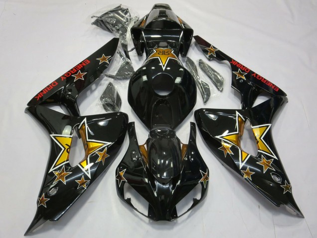 2006-2007 Honda CBR1000RR Motorcycle Fairings - Glossy Black Star Energy Drink Australia