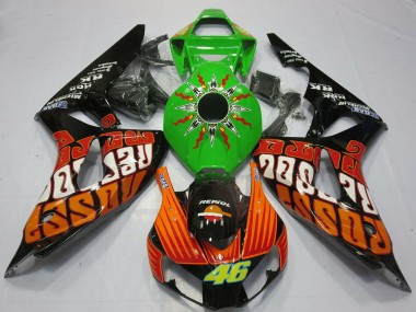 Affordable 2006-2007 Honda CBR1000RR Motorcycle Fairings - Green Orange Glossy Black Rossi 46 Australia