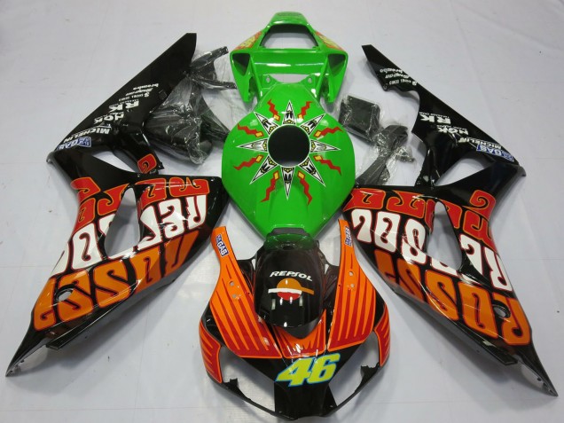 2006-2007 Honda CBR1000RR Motorcycle Fairings - Green Orange Glossy Black Rossi 46 Australia