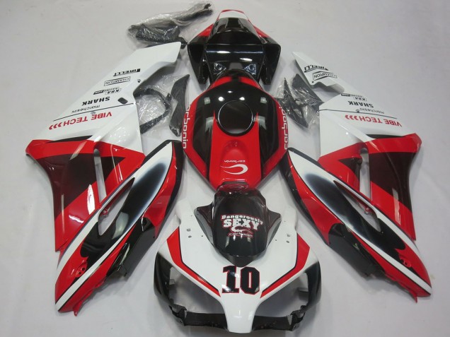 2004-2005 Honda CBR1000RR Motorcycle Fairings - White Red Glossy Black Sexy VIBE TECH Australia