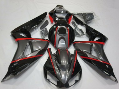 Affordable 2006-2007 Honda CBR1000RR Motorcycle Fairings - Grey Glossy Black Red Stripe Australia