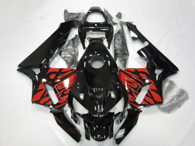2005-2006 Honda CBR600RR Motorcycle Fairings - Glossy Black and Tribal Red Australia