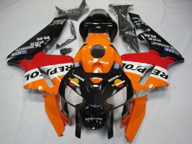 Affordable 2005-2006 Honda CBR600RR Motorcycle Fairings - Orange Red White Black Bottom Repsol Australia