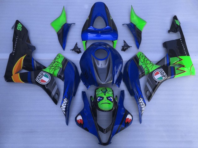 2007-2008 Honda CBR600RR Motorcycle Fairings - Blue Green Glossy Black Shark Australia