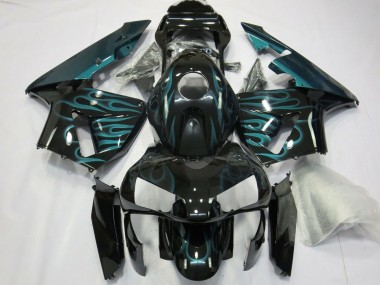 Affordable 2003-2004 Honda CBR600RR Motorcycle Fairings - Glossy Black Green Flame Australia