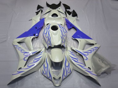 Affordable 2007-2008 Honda CBR600RR Motorcycle Fairings - White Blue Flame Australia