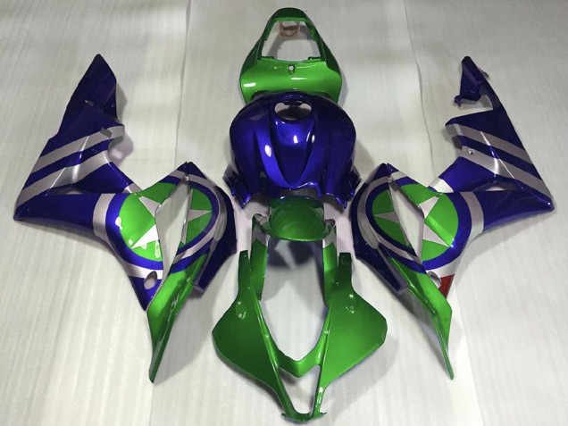 2007-2008 Honda CBR600RR Motorcycle Fairings - Blue Green Silver Captain America Australia