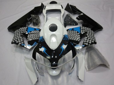 Affordable 2003-2004 Honda CBR600RR Motorcycle Fairings - White Blue Glossy Black Splatter Australia