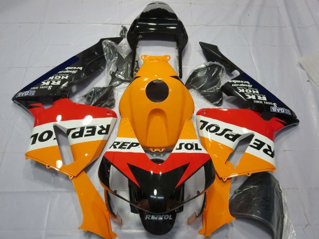 2003-2004 Honda CBR600RR Complete Motorcycle Fairing Kits - Orange White Red Glossy Black Repsol Australia