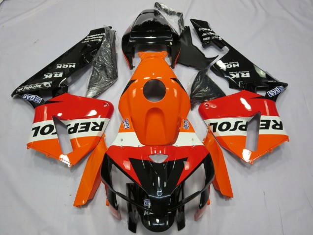 2005-2006 Honda CBR600RR Motorcycle Fairing - Orange White Red Glossy Black Repsol Australia