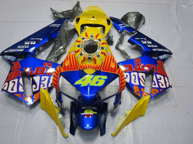 2005-2006 Honda CBR600RR Motorcycle Fairings - Yellow Blue Rossi 46 Australia