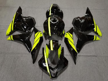 Affordable 2009-2012 Honda CBR600RR Motorcycle Fairings - Glossy Black High Viz Yellow Stripe Australia