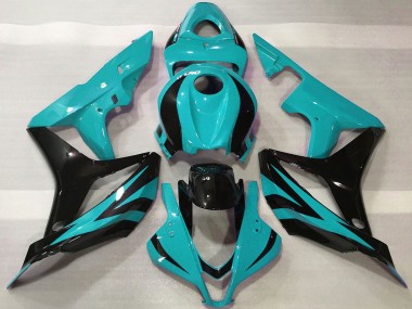Affordable 2007-2008 Honda CBR600RR Motorcycle Fairings - Cyan Blue Glossy Black OEM Style Australia